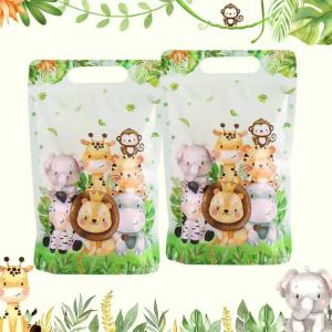 10/20pcs Jungle Animals Candy Bags Cookies Biscuit Stand Up Bags Safari Gift Bags for Guest Birthday Supplies