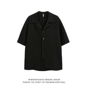 WUKONGYOUHUO | Textured Floral Guayabera Short Sleeve Summer Casual Cleanfit Shirt