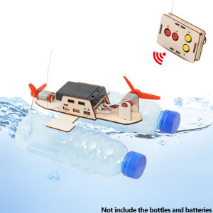 STEM Toys DIY Wooden Sailboat Model Kit Remote Control Boat Science Experiment Educational Project for Kids Boys Girls Gift