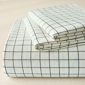 New 2026 High Density Washed Cotton Bedding Set Extra Large Grid Pillowcases Machine Washable Bed Sheets for Home Use 240x270cm