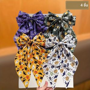 1/2/4 ชิ้นแฟชั่นและแปลกประหลาดฮาโลวีนพิมพ์โบว์กิ๊บผีค้างคาวกะโหลกองค์ประกอบพิมพ์ฮาโลวีนเครื่องประดับผมที่จําเป็น