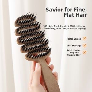 GUOQI | Natural Boar Bristle Hair Brush