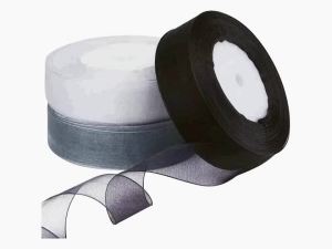 50 Yards Sheer Chiffon Organza Ribbon White Black Lace Fabric DIY Crafts Christmas Halloween Gift Wrapping Wedding Decoration