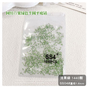 ชุดติดเพชรเล็กสีเขียวอ่อน ชุดติดเพชรสำหรับเล็บ DIY ขนาดใหญ่พร้อมพู่ขนาดใหญ่ แผ่นดิสก์แบบแบน แผ่นดิสก์แบบกลม