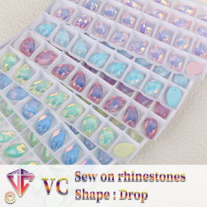 VC Mocha Opal Fluorescent Drop Sew on Rhinestones Glass Diamond DIY Clothing Accessories Decoracion