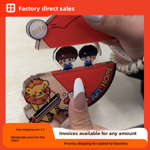 Creative Acrylic Pullable Keychain Backpack Decoration Cute Drawstring Egg French Fries Design Festival Gift Supplies