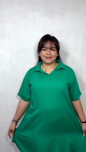 Women Loose POLO Dress Curved Hem Shirt Collar Short Sleeves Plus Size Knee-Length Skirt 2321