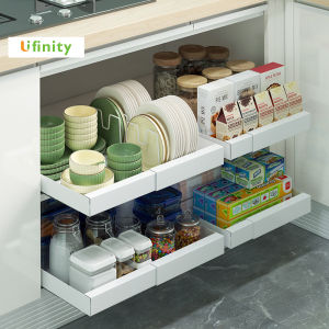 Lifinity ความกว้างปรับได้ ดึงตะกร้า ตู้เก็บของภายในลิ้นชัก หยิบของได้สะดวกขึ้น ความจุที่มากขึ้น