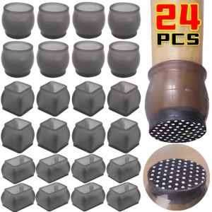 \ud83d\udd25Ready stock\ud83d\udd2524PCS Silicone Chair Leg Cups Floor Anti Scratch Protector with Felt Bar Chair Leg Furniture Foot Protection Cover Home Decor