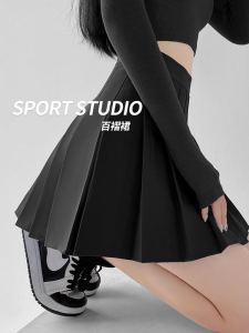 Black High Waist Pleated Mini Skirt Womens Autumn Winter New JK Skirt A-Line Slimming Anti-Light Suit Short Skirt Halves