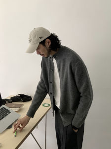 Áo Len Cardigan Dệt Kim Pha Trộn Phong Cách Mỹ Cổ Điển Giản Dị Thường Ngày Dành Cho Nam Áo Khoác Ngoài Mùa Thu Dài Tay Cổ Tròn