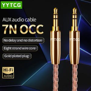Aux Cable Jack 3.5MM To 3.5MM Audio Cable 7N OCC HIFI 3.5mm Aux Audio Cable Hifi Stereo for Headphone Mobile Phone Speaker TV