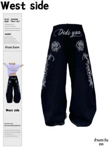 กางเกงยีนส์ทรงหลวมสไตล์อเมริกันย้อนยุคสำหรับผู้หญิง กางเกงขายาวทรงขากว้าง ทรงหลวม ทรงหลวม ทรงเข้ารูป สไตล์ฤดูร้อน ใหม่