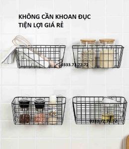 Rổ Treo Tường Đựng Vật Dụng Tiện Lợi Không Cần Khoan Đục Kiểu Dáng Hiện Đại