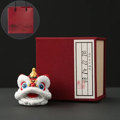 JUZHENG | Chinese Style Red Lion Dance Desk Ornament