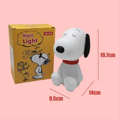 Miniso | Cartoon Snoopy Night Light Rechargeable 3Level Dimmable Timing Bedside Lamp Silicone Touch Soft Light Eye Protection Gift