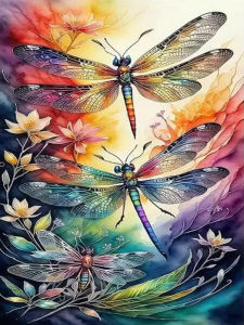 Jigsaw Puzzle 500/1000/1200/2000PCS Flying Dragonflies Nature Scene Brain Teaser Calming Activity Decor Gift Frameless