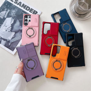 Luxury Heavy-Duty Rugged Armor Magnetic Bracket Phone Case For Samsung Galaxy S25 Edge S26 S25 S24 S23 FE S22 S21 Plus Ultra S20 FE Note 20 Ultra Slide Camera Protection Magsafe PC Cover Casing