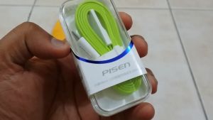 PISEN สายชาร์จ Micro USB Noodle Data Transmit and Charging Cable แท้!!! ยาว 800 mm อุปกรณ์สำหรับรีชาร์จและซิงค์เพื่อโอนถ่ายข้อมูลแบบ 2-in-1 USB 2.0 แรงดันสูง - สีฟ้า