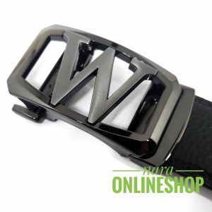 Sabuk Gesper Ikat Pinggang Pria Model Rel Huruf W Hitam