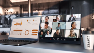 ZSCMALL Portable Monitor 14/15.6 Upgrade touchscreen FHD 1080P/QHD 2K - Ultra-Slim Portable Laptop Monitor with Kickstand - IPS Display for PC MAC Phone Xbox PS5 - USB C & HDMI Connectivity