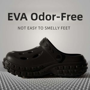 MONLEYTA | Mens Office Slippers Thick Bottom Summer Outdoor Wear Anti-slip Deodorant Increased Height Clog Shoes Breathable Flat Heel