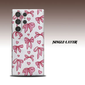 pink bow heart doodle For Samsung Galaxy S26 S25 S24 A56 A36 Dual Layer Luxury Fashion Full Lens Protective Case