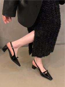 Christy Kathy mid Heel Sandals Womens Summer Elegance Lady Backless Slip-On Fashionable Clog Shoes Low Cut PU Lined Glue-Welded Rubber Outsole