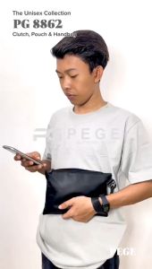 Tas Clutch Pouch Pria Tas Handbag Tenteng Cowok Dompet Pouch Pria Polos - Pege 8862