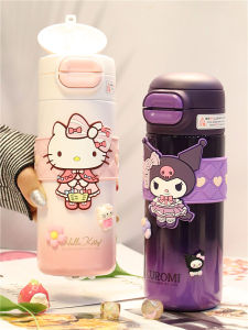 Cute Straw Insulated Water Bottle for Girls Students School Use Dual Drinking Stainless Steel 530ml Capacity Lovely Design