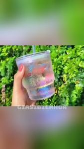 Cốc Thuỷ Tinh Màu Sắc ColorFul Kèm Ống Hút