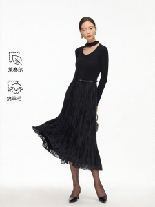 Vero Moda | Wool-Blend Formal Occasion Dress with Ribbons and Pleats