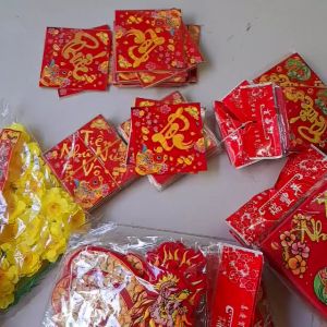 SỈ- Xấp 10 tờ dán dưa NHUNG vuông 3 size dán trái cây: Dừa Bưởi Dưa Hấu... trang trí tết 2025