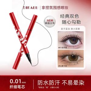 Long-Lasting Waterproof Sweatproof Ultra-Fine Red Tube Eyeliner Pen Womens Cosmetic Tool That Does Not Smudge Newcomer Friendly