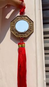 🔥ผ่านพิธี🔥กระจกแปดเหลี่ยม สิงห์คาบดาบ [ซินแสแนะนำ แก้ประตูตรงกัน]  แขวนหน้าบ้าน / กระจก8เหลี่ยม  กระจก 8เหลี่ยม แก้ฮวงจุ้ย