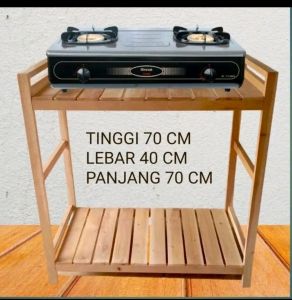 meja kompor tungku 2 murah bertingkat bahan kayu harga murah serbaguna meja dispenser magicom termurah