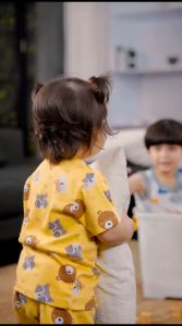 Setelan Piyama anak Velvet Junior seri warm cuddles usia 2 - 10 thn | baju tidur anak