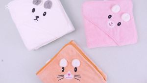 POM Baby Hooded Bath Towel Velvet Fleece Swaddle Blanket Children Cute Design Capes