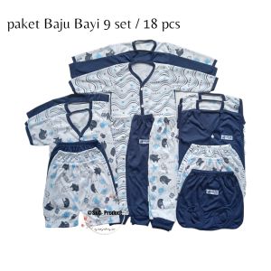 Paket Hemat Baju Bayi 18 pcs/ 12 pcs / 6 pcs Warna Navy Usia Newborn 0-4 Bulan