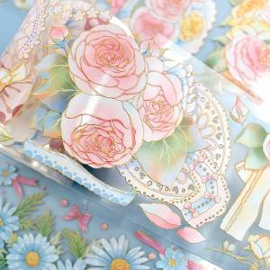 Dark Floral Laser Iridescent DIY Decorative Tape