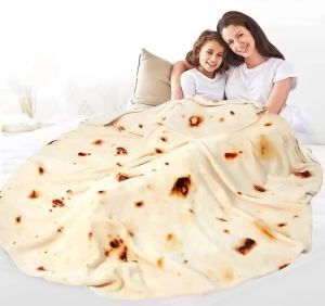 Super Soft Warm Flannel Burrito Blankets 280Gsm 180CM Round Shape Airplane Travel Throw Coral Fleece Tortilla Nap Wrap Blankets