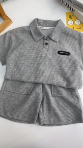 Clothes Sets for Boys Solid color Sweatshirt summer retro Waffle Elastic Waist Elastic