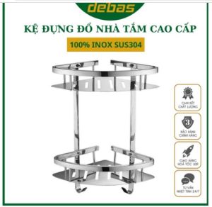 Kệ đựng đồ nhà tắm cao cấp inox sus304 kệ thẳng nhà tắm gắn tường có móc treo đồ Debas 1501 1502 1503 1504
