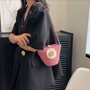 BAO144 Tas Tote Bag Bahu Wanita Rajut Aesthetic Import Fashion Korea Terbaru - Tas Shoulder Bag Wanita Kekinian