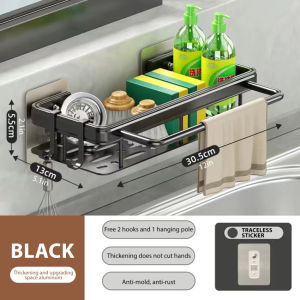 ชั้นวางในห้องน้ำเก็บจานชั้นวางของในห้องครัวติดผนังแบบไม่มีรูจุกดูดชั้นวางของล้างจานทำจากอะลูมิเนียมสำหรับพื้นที่