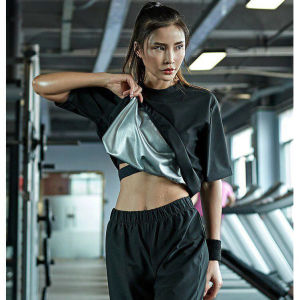 HIKAYA Sauna Suits for Women Weight Loss Tops Pants Female Quick Sweating Burn Fat Suit Women Fitness Workout T-Shirt+Shorts