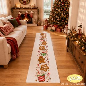 VIKAMA Christmas Rectangular Rug Candy Cane Non-Slip Decorative Rug Hallway and Corridor Rug Home Decor