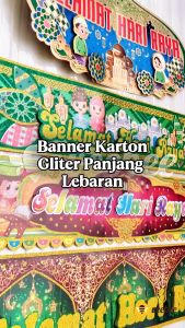 Banner Karton Gliter Panjang Selamat Hari Raya Hiasan Pintu Gambar Lebaran