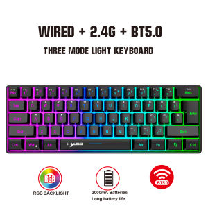 HXSJ | New design HXSJ L500 Compact membrane keyboard 60% 3-mode RGB backlit ABS rechargeable 2000mA with Type-c gaming office keyboard