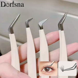 Dorisna Multifunctional Tweezers Stainless Steel Eyelash Tweezers Grafting False Eyelash Makeup Aids Beauty Tools